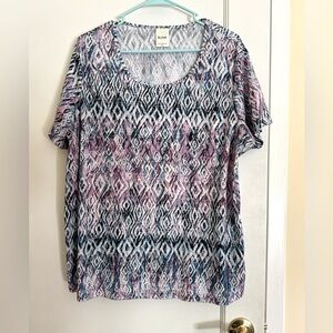 Blair woman’s lightweight shell top lavender and black geometric pattern 2XL